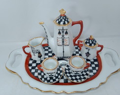 Miniatura de Jogo de Porcelana "retro" Pintado a Mão.