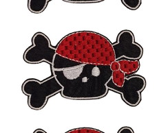 Caveira Pirata Patch Aplique Bordado Termocolante 3un