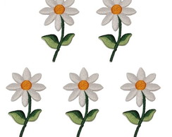 Flor Margaridas Patch Aplique Bordado Termocolante Kit 5 un