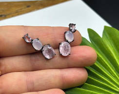 Brinco Earcuff Tons Rosas- Banho Ródio Negro