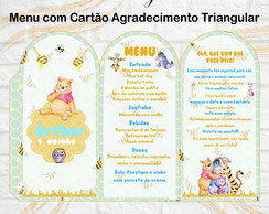 Menu Triangular com Agradecimento Digital Ursinho Pooh