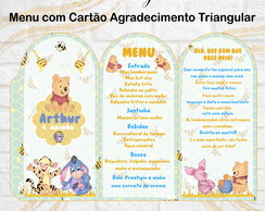 Menu Triangular com Agradecimento Digital Ursinho Pooh Baby