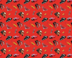 Tecido Carros Mcqueen F Vermelho 140 x 50 cm Microfibra.
