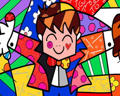 Tecido Romero Brito Barrado Oxford Dublado - 140 cm x 58 Cm.