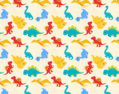 Tecido Dinossauros Coloridos 140 x 50 cm Microfibra.