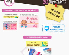 150 Etiquetas Escolares a Prova D'água + 20 Termocolantes