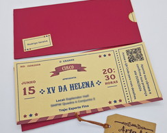 Convite 15 Anos Ticket Ingresso Circo