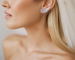 Ear Cuff Brinco Luxuoso Asas de Anjo de Zircônia Rodio