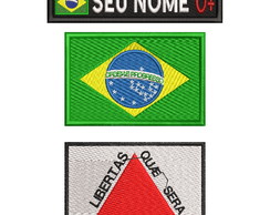 Kit Targeta Velcro Nome Tipo Sangue Bandeira Brasil e Estado