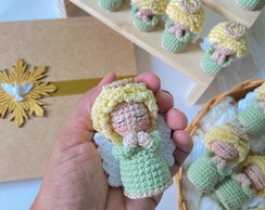 Lembrancinha de Batizado Anjinho Rosa-crochê Amigurumi