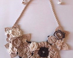 Maxi Colar em Crochê/Tons nude