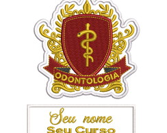 Patch Bordado Termocolante Brasão Odontologia e Nome