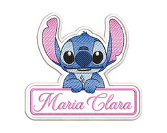 Patch Bordado Termocolante Stitch Plaquinha com Nome