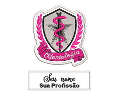 Patch Bordado Termocolante Brasão Odontologia e Nome Var02