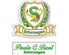 Patch Termocolante Brasão Enfermagem e Nome Bordado