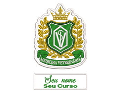 Patch Termocolante Brasão Veterinária e Nome Bordado