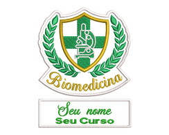 Patch Termocolante Brasão Biomedicina e Nome Bordado