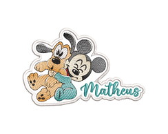 Patch Bordado Termocolante Mickey Bebê com Pluto