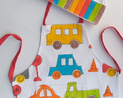 Kit Avental Infantil Carros Coloridos Listrado