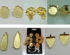 Kits com 6 Pares de Brincos Banhados para Montagem