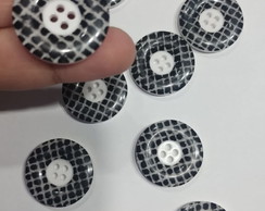 Botão Preto e Branco Xadrez Grande para Casaco Blusas 10un