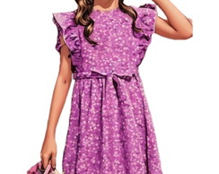 Molde para Costura em pdf Vestido Inf Babado na Manga 2 a 14