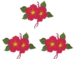 Aplique Bordado Termocolante Flor Ramos Pink Kit 3 Pç