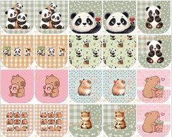 Painel Recortes Estruturados Porta Moeda Panda e Capivara