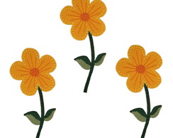 Aplique Bordado Termocolante Flor Sol Amarelo Kit 3 Pç