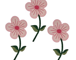 Aplique Bordado Termocolante Flor Sol Rosa Kit 3 Pç