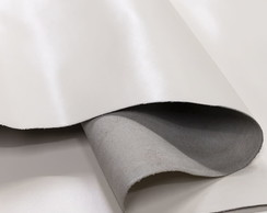 Pedaço Couro Bovino Madri 25x50 Painel Genuíno Cor Off White