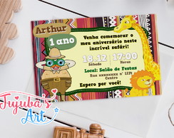 Convite Safári do Bita 10x15 com Envelope Branco
