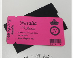 Convite Ingresso 15 Anos - 5cmx9cm