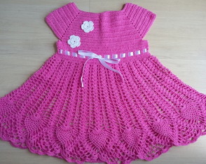 Vestido de Croche para Bebe Rosa Balé