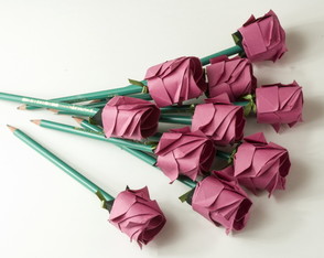 10 Lápis Flores Origami