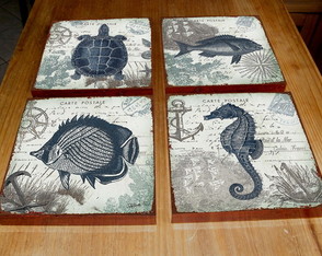 4 Quadros Tela Decorativos Praia Postale