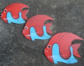 Decoração parede peixe vermelho azul g01