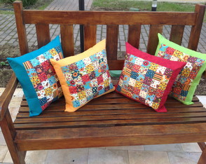 Capas almofadas Patchwork coloridas