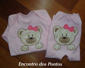 Conjunto de Body Ursa com Laço