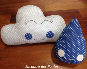 Conjunto de Almofadas Azul e Branco