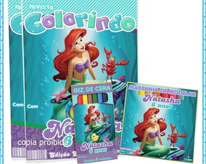 kit Colorir Princesa Ariel com massinha