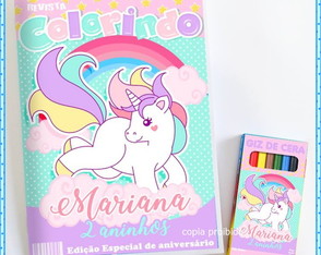 Unicornio Kit Colorir com Giz de Cera