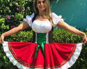 Fantasia Oktoberfest Tipico Alema Vestido Vermelho Italia