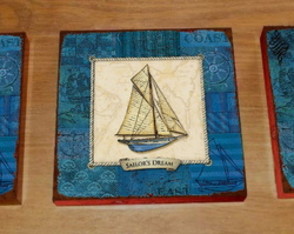 3 Quadros Tela Decorativos Barcos