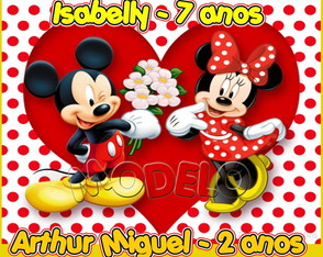 Rótulo Balde de Pipoca - Mickey e Minnie