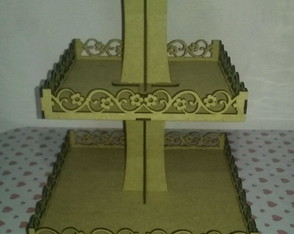 Porta Doces ou Cupcakes Provençal em mdf Cru