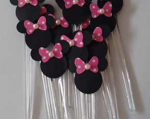 ESPETINHO COM APLIQUE MINNIE POA ROSA