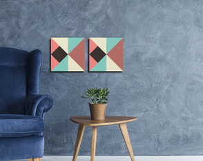 QUADRO DECORATIVO CANVAS GEOMETRICO - 30x30 - COD. C0106
