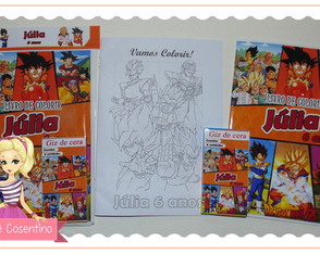 Kit Livro de Colorir+giz de cera -DragonBall Z