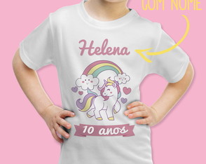 Camiseta Infantil Unicórnio Pony Nome Personalizado